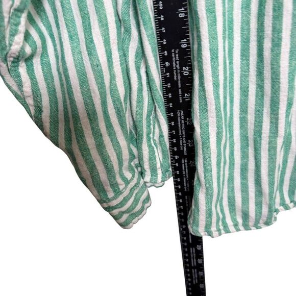 Universal Thread Blouse Women's Large Green Striped Button Up Collared - Picture 6 of 9